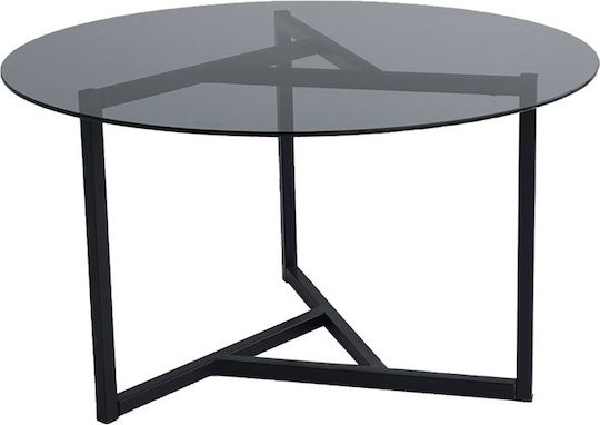 Masa De Cafea Centrală Rotundă Trio Din Sticlă Neagră L75xL75xÎ42cm