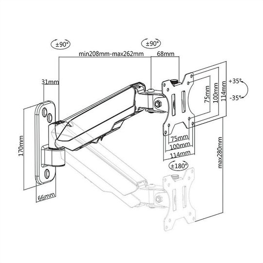 Value Wall Mounted Stand Monitor with Arm (17.99.1190)