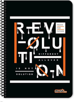 Must Spiral Notebook Ruled B5 120 Sheets 4 Subjects Revolution Revolution 1pcs (Μiscellaneous Designs/Colors)