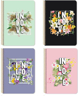 Must Spiral Notebook Ruled B5 120 Sheets 4 Subjects Blossom Love 1pcs (Μiscellaneous Designs/Colors)