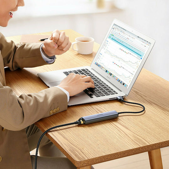 Ugreen Hub 4 Ports USB 3.0 with USB-A / Ethernet Connection Silver