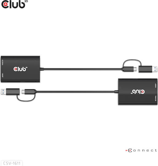 Club3D Μετατροπέας USB-A / mini DisplayPort male σε DVI-D female 1τμχ CSV-1611