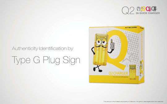 NiteCore Q2 Φορτιστής 2 Μπαταριών Li-ion Μεγέθους 18650 σε Juicy Mango χρώμα