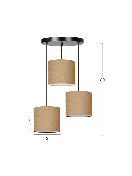 HomeMarkt Pendant Light Three-Light for Socket E14, E.14 Beige