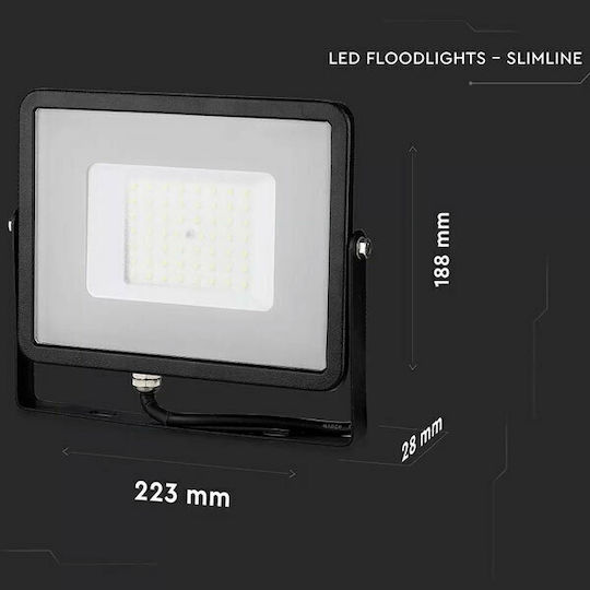 V-TAC Waterproof LED Floodlight 50W Warm White 3000K IP65