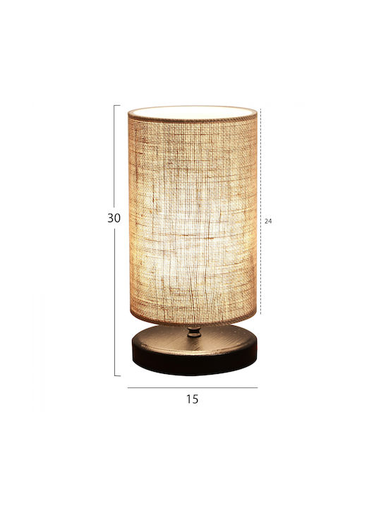 HomeMarkt Wood Table Lamp for Socket E14 with Beige Shade and Black Base