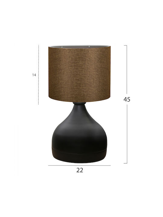 HomeMarkt Metal Table Lamp for Socket E27 with Brown Shade and Black Base