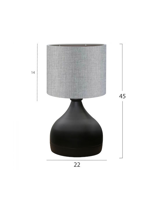 HomeMarkt Metal Table Lamp for Socket E27 with Gray Shade and Black Base