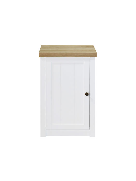 Cottage Wooden Bedside Table White 43x37x67cm