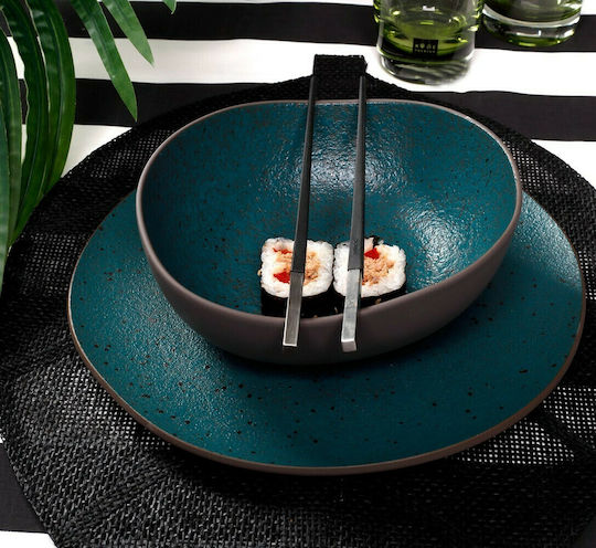 HFA Granite Porcelain Salad Bowl Petrol 24x24x8cm