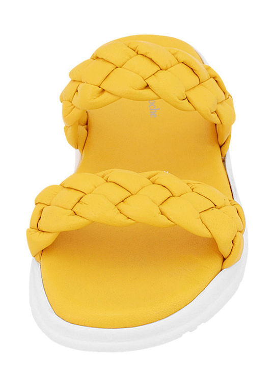 Dottern Leder Herrensandalen in Gelb Farbe