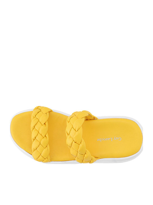 Dottern Leder Herrensandalen in Gelb Farbe