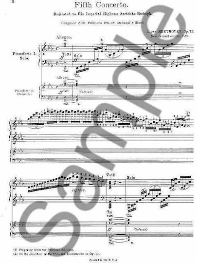 G. Schirmer Beethoven - Piano Concerto Nr.5 Es-Dur Op.73 pentru Pian