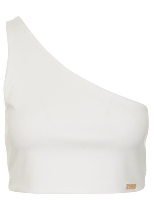 Women's Summer Crop Top Cotton with One Shoulder White