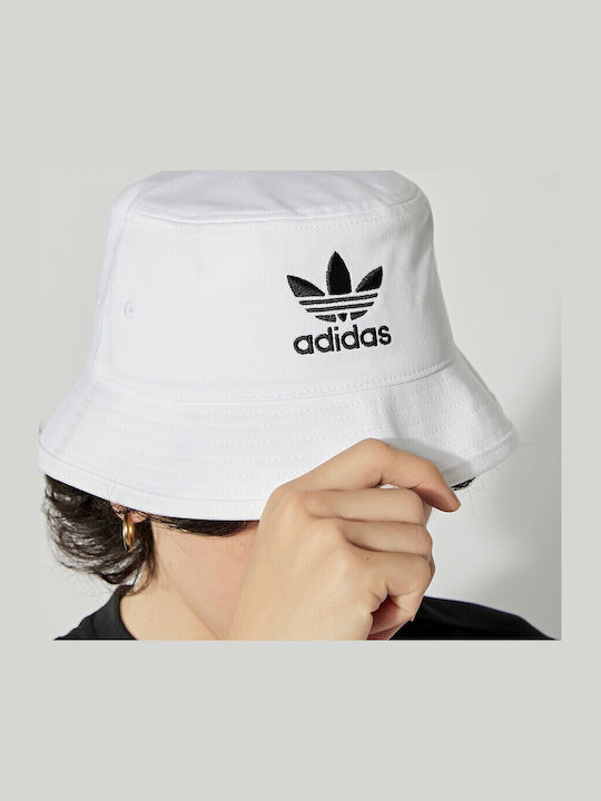 adidas Trefoil Fabric Hat Bucket White adidas Trefoil Fabric Hat Bucket White