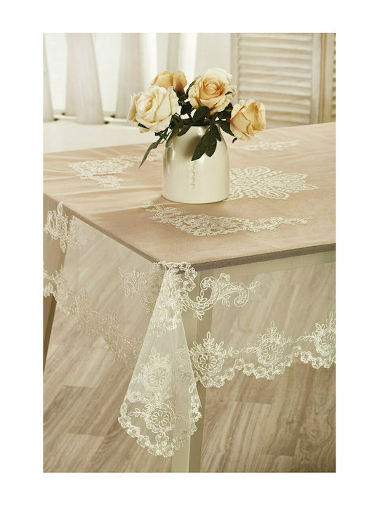 Whitegg Καρέ Τραπεζομάντηλο με Δαντέλα B86 Διάφανο 90x90εκ.