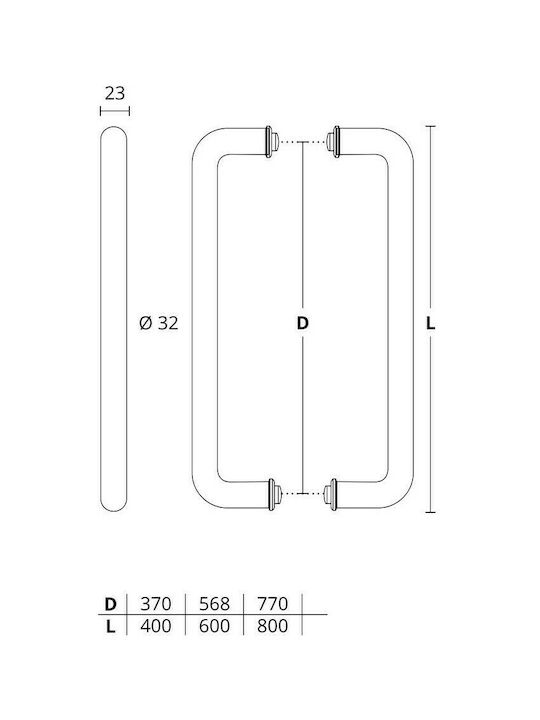 Convex Handle Front Door 923 923-800M01M01 Pair 800mm Inox