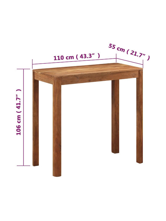 Table Bar from Solid Wood Natural 110x55x106cm