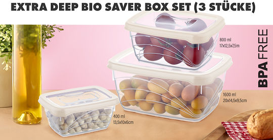 Herzberg Extra Bio Saver Lunchbox Kunststoff Beige 3Stück