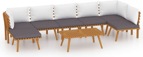 Garten- und Outdoor-Möbelsets Wohnbereich 8 Stück Akazie mit Kissen