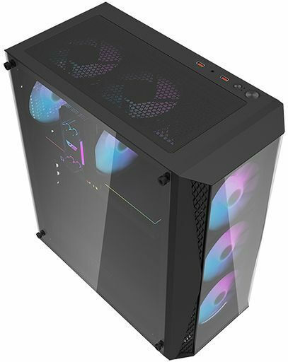 Darkflash DK352 Plus Gaming Midi-Turm Computergehäuse mit Seitenfenster und RGB-Beleuchtung Schwarz