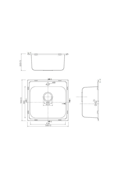 Karag BL 625 BL625 Drop-In Sink Inox Satin W50xD50cm Silver
