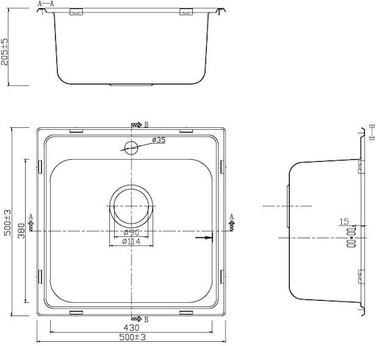 Karag BL 625 BL625 Drop-In Sink Inox Satin W50xD50cm Silver