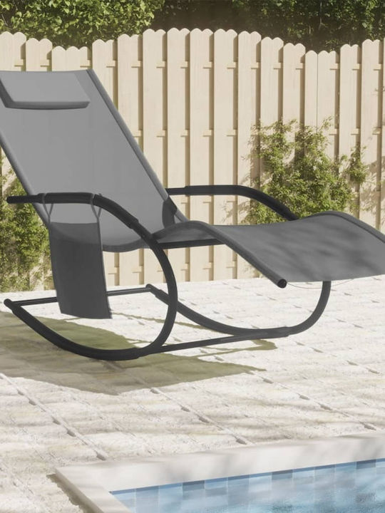 Deckchair Metallic with Textilene Fabric Grey 147x63x88cm.