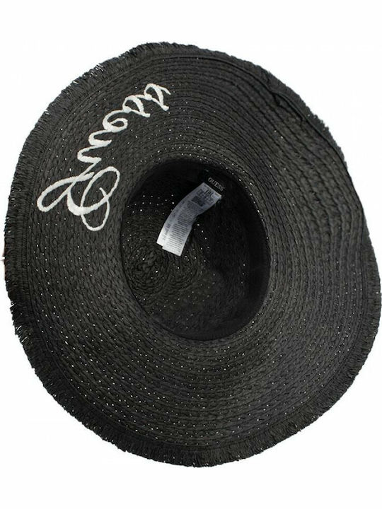 Guess Wicker Women's Floppy Hat Black