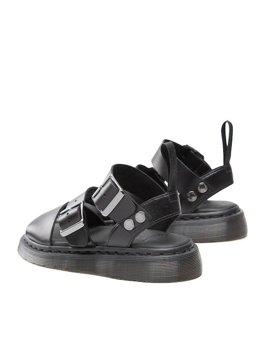 Sandały Leather Women's Flat Sandals in Black Color