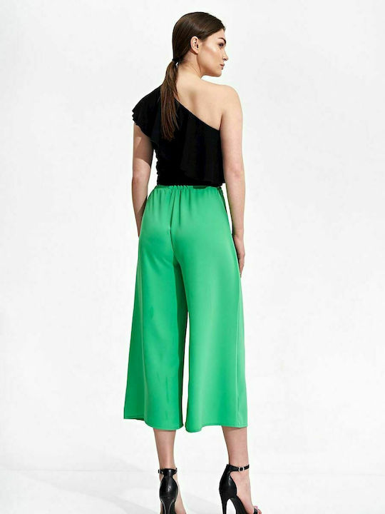 Figl Women's High-waisted Fabric Trousers with Elastic Green