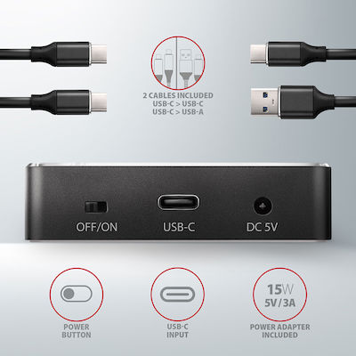 Axagon M.2 Storage Dual Us Docking Station for 2 Hard Drives PCIe M.2(2230)" / M.2(2242)" / M.2(2260)" / M.2(2280)" with Connection USB-C (ADSA-M2C)