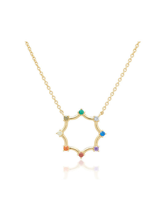 Jcou Necklace from Gold Plated Silver with Zircon