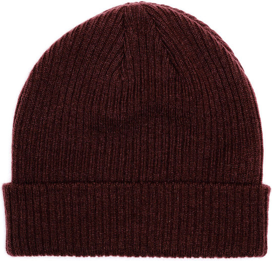 192.BU03.12 Beanie Ανδρικός Σκούφος με Rib Πλέξη σε Μπορντό χρώμα
