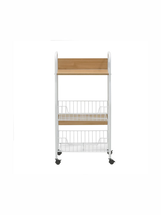 Click Kitchen Trolley Metallic in White Color 3 Slots 40x30x76cm