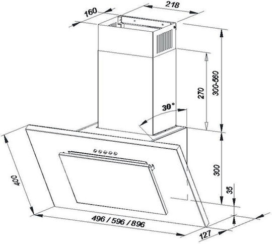 Maan Vertical 2 90 Απορροφητήρας Καμινάδα 90cm Μαύρος