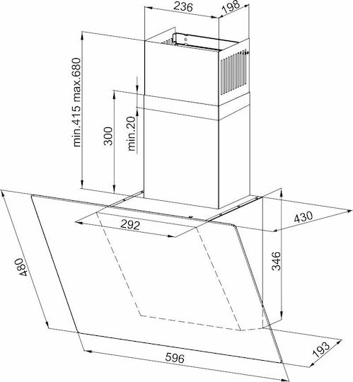 Maan Rodo 60 Απορροφητήρας Καμινάδα 60cm Μαύρος