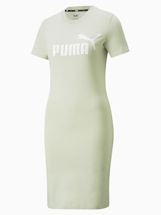 Summer Mini Athletic Dress T-Shirt Short Sleeve Green