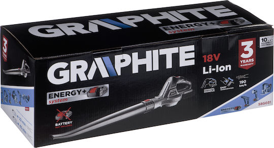 Graphite Energy+ Blower Handheld Battery 18V Solo with Maximum Air Speed 190km/h