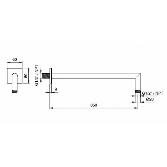 Almar Square Showerhead 30cm 30x30cm with Extension Arm 35cm