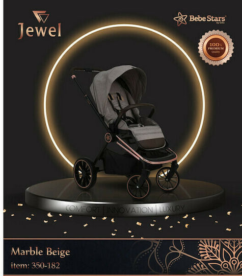 Bebe Stars Jewel Бебешка количка 3 в 1 Мраморно бежово 9.4кг