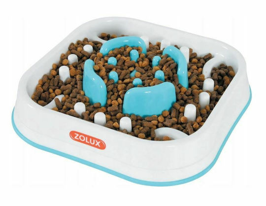 Zolux Anti-Overfeeding Kunststoff Schalen Futter Langsame Fütterung für Hund & Katze 1.6lt 28.5cm in Weiß Farbe