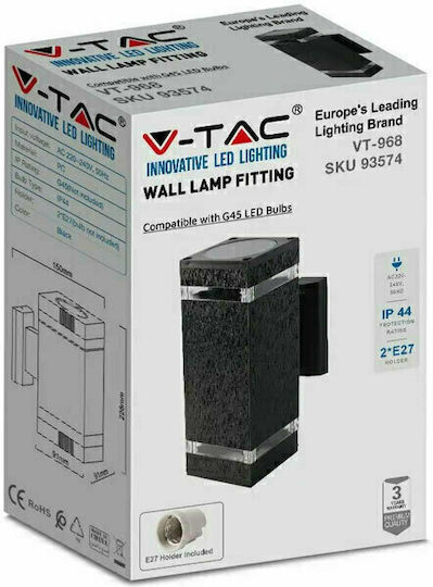 V-TAC Wandmontiertes Außen-Spotlight E27 IP44 Doppelstrahl 9.1x15x22.8εκ.