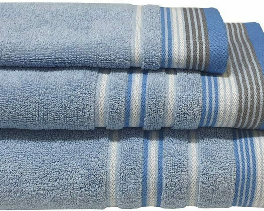 Le Blanc Facecloth Satin Stripe 50x90cm Light Blue Weight 450gr/m²