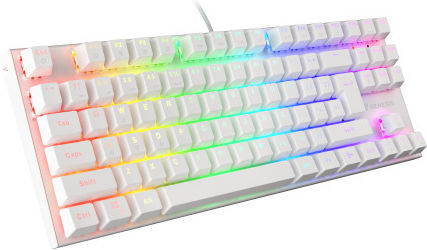 Genesis Thor 303 TKL Gaming Mechanical Keyboard Tenkeyless with Outemu Brown switches and RGB lighting (English US) White