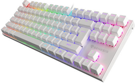 Genesis Thor 303 TKL Gaming Mechanical Keyboard Tenkeyless with Outemu Brown switches and RGB lighting (English US) White