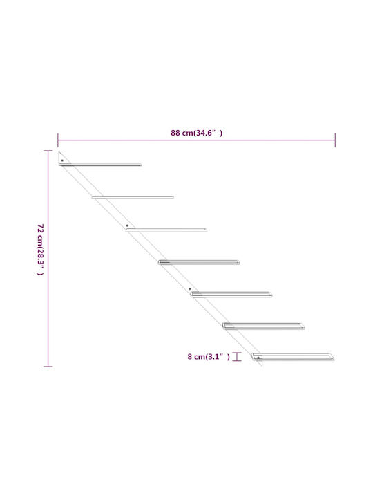 vidaXL Wandmontiert Flaschenhalter Metallisch für 7 Flaschen Gold 72x8x88εκ.