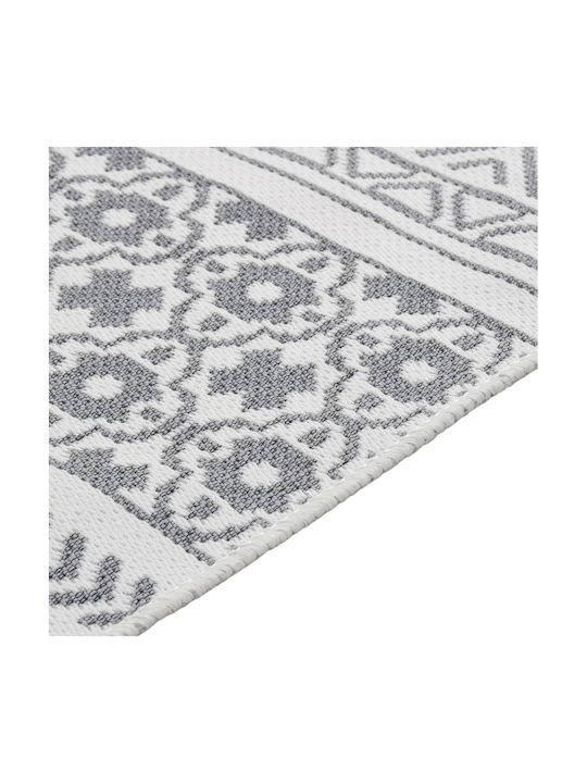 vidaXL Rug Rectangular Summer Cotton with Fringes Grey / White