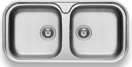 Pyramis Jumbo Twin 2B 108718201 Drop-In Spüle Inox Satiniert B96xT48cm Silber
