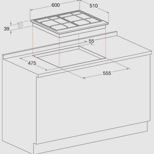 Whirlpool Gas Cooktop Autonomous 59x51εκ.